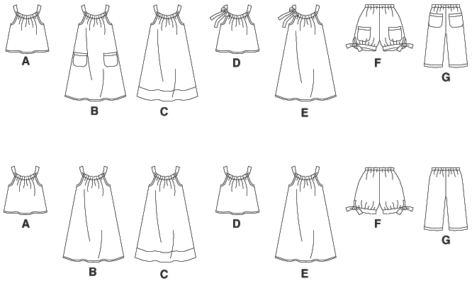 Patron McCall's n°5797 – Hauts, robes, shorts et pantalons pour enfants