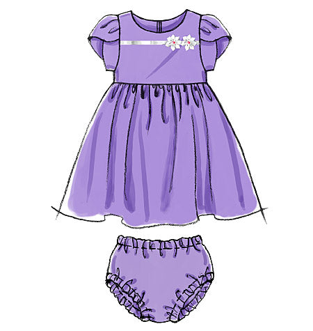 Patron McCall's n°6015 – Robes doublées pour bébés avec culotte et bandeau