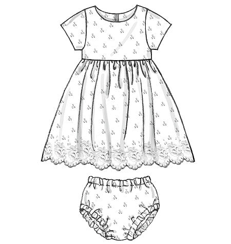 Patron McCall's n°6015 – Robes doublées pour bébés avec culotte et bandeau