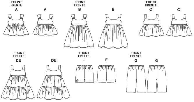 Patron McCall's n°6017 – Hauts, robes, shorts et pantalons pour enfants