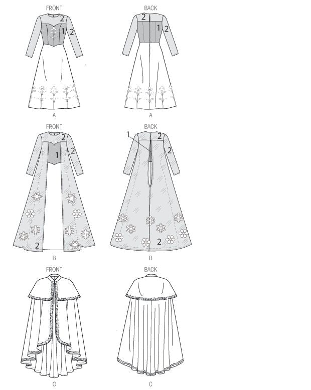 Patron McCall's n°7000 – Robe de princesse et cape