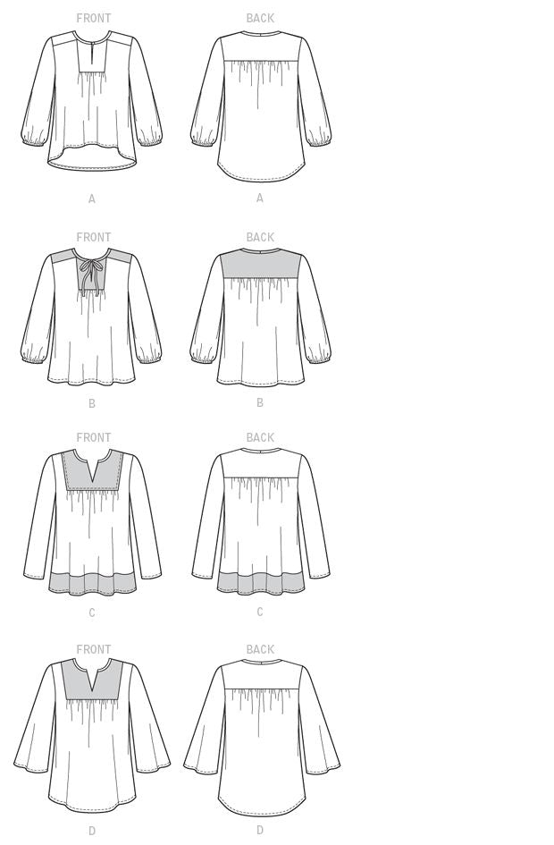 Patron McCall's n°7284 – Hauts à encolure en V ou à découpe clé
