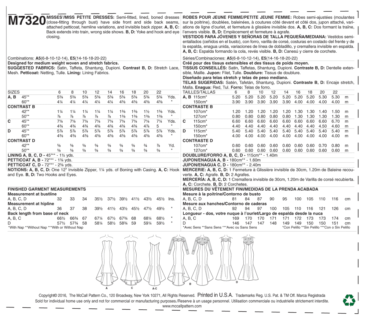 Patron McCall's n°7320 – Robes de soirée élégantes