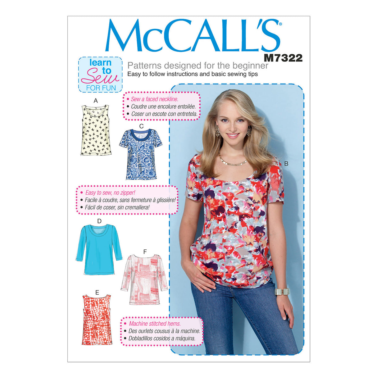 Patron McCall's n°7322 – Hauts à enfiler pour femme