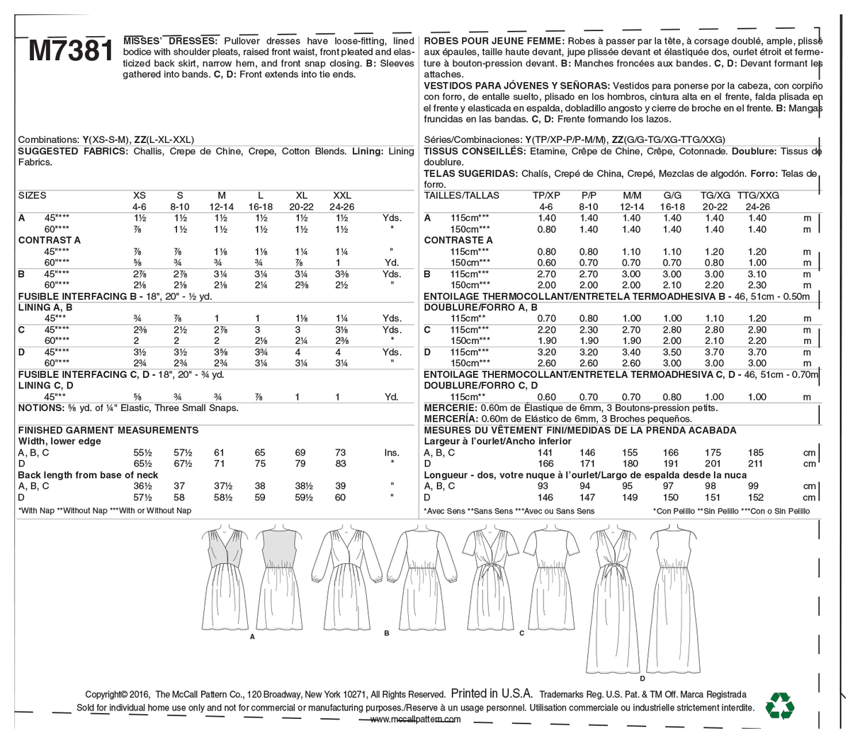 Patron McCall's n°7381 – Robes élégantes pour femme