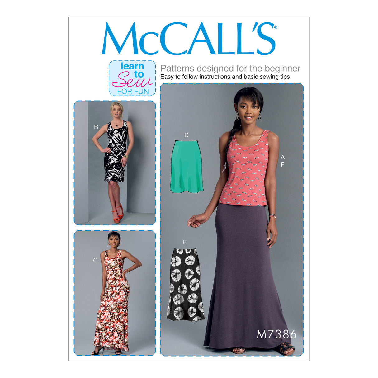 Patron McCall's n°7386 – Hauts, robes et jupes pour femme