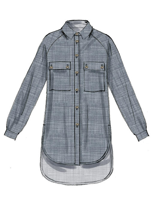 Patron McCall's n°7472 – Chemises et tuniques à manches raglan pour femme