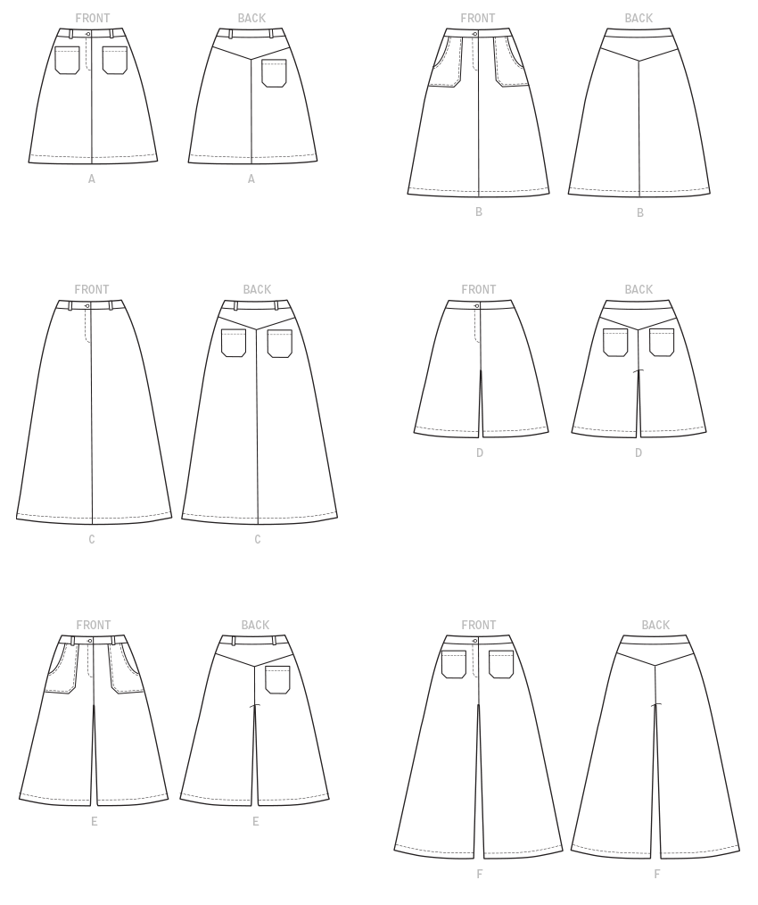 Patron McCall's n°7475 – Jupes, shorts et jupes-culottes pour femme