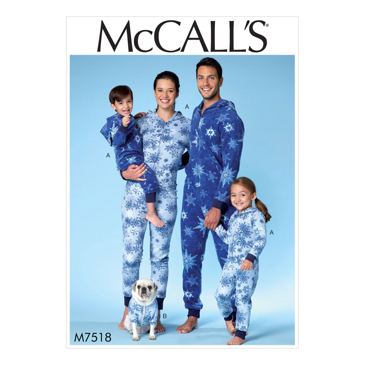 Patron McCall's n°7518 – Grenouillères et manteaux à capuche pour toute la famille