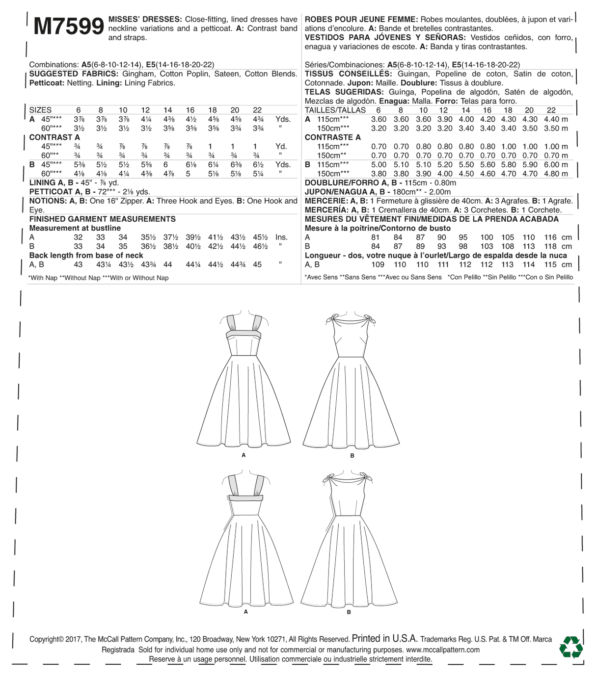 Patron McCall's n°7599 - Robe évasée vintage