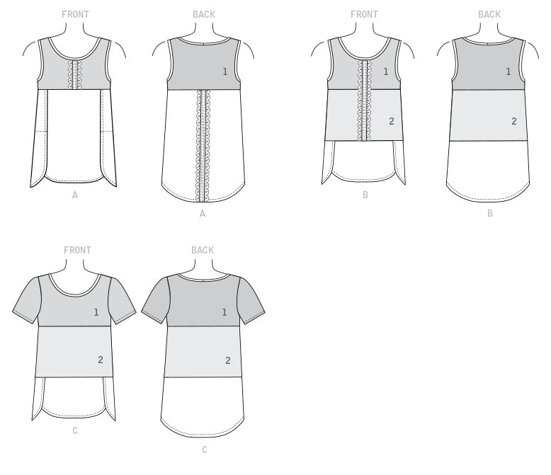 Patron McCall's n°7600 - Hauts à enfiler avec variations de manches