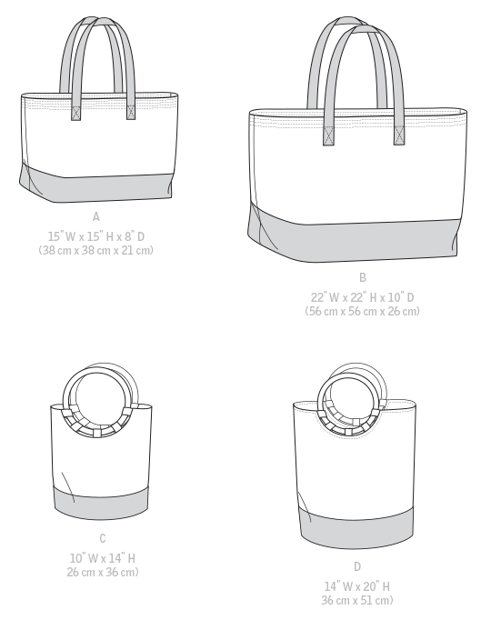 Patron McCall's n°7611 - Sacs fourre-tout doublés avec options de contraste