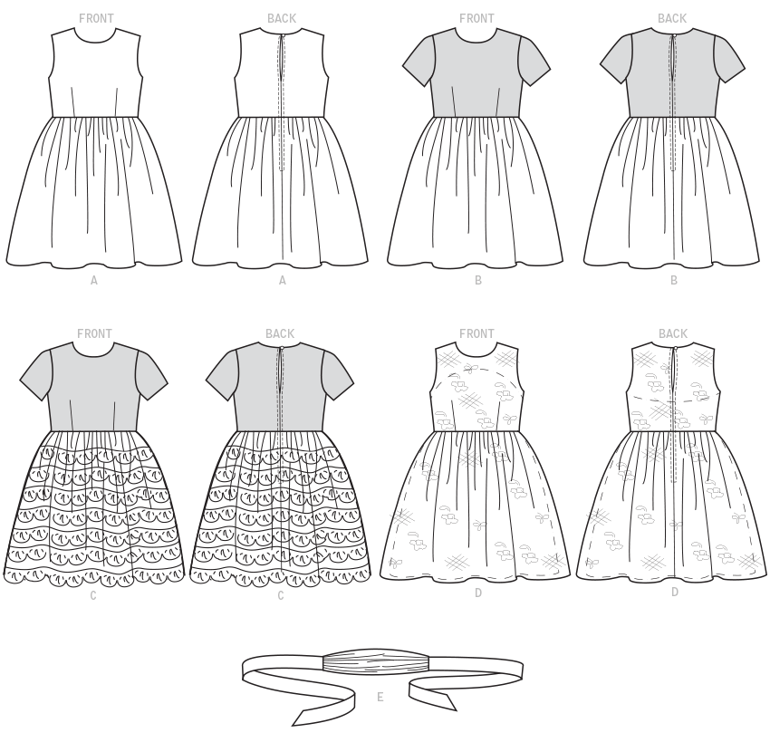 Patron McCall's n°7648 - Robes évasées pour enfants avec jupon et ceinture