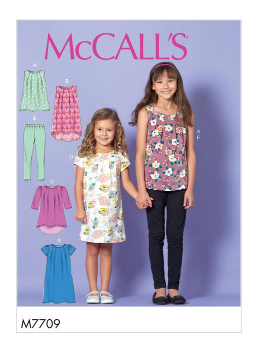 Patron McCall's n°7709 - Hauts, robes et leggings pour enfants