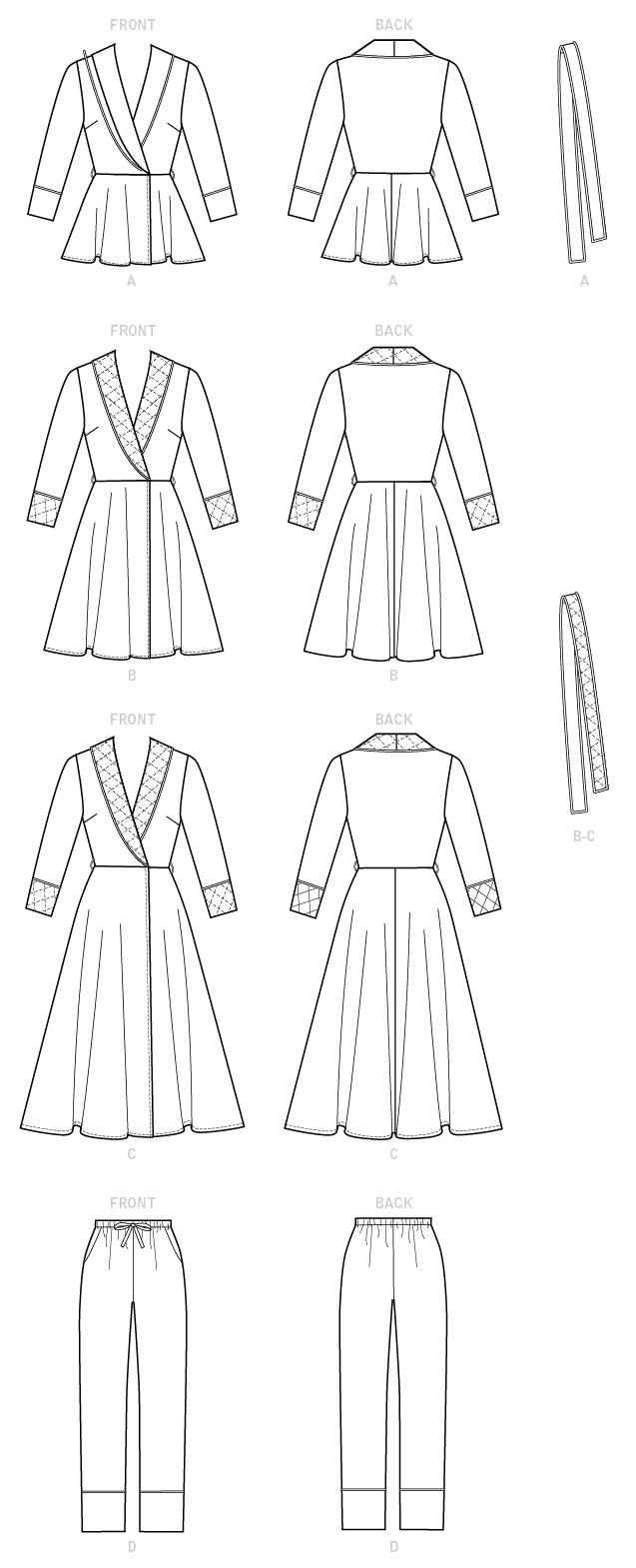 Patron McCall's n°7875 - Veste, peignoir, pantalon et ceinture