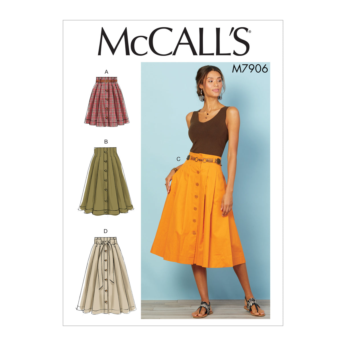 Patron McCall's n°7906 - Jupe plissée boutonnée pour femme