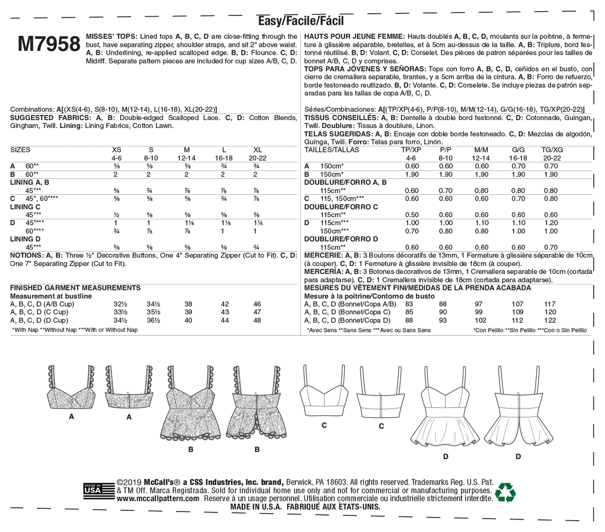 Patron McCall's n°7958 - Hauts élégants