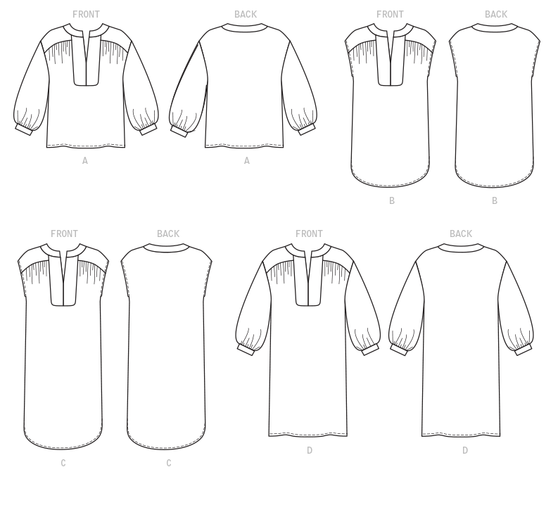 Patron McCall's n°7959 - Hauts, tuniques et robes amples