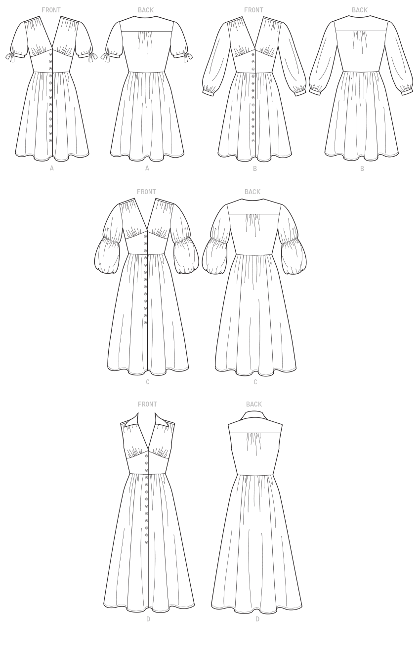 Patron McCall's n°7974 - Robe boutonnée avec variations de manches