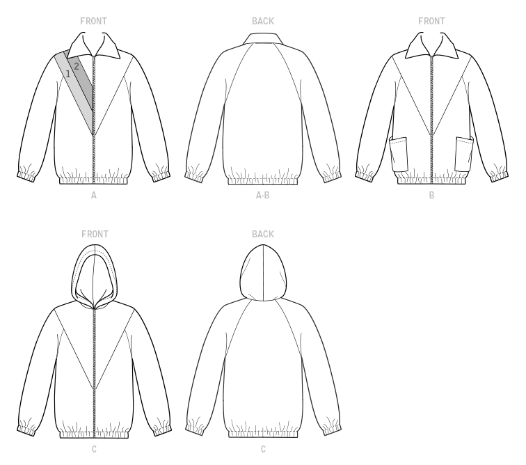 Patron McCall's n°8019 - Veste zippée avec empiècements