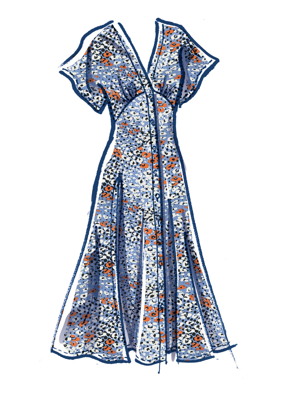 Patron McCall's n°8104 - Robe boutonnée à manches dolman