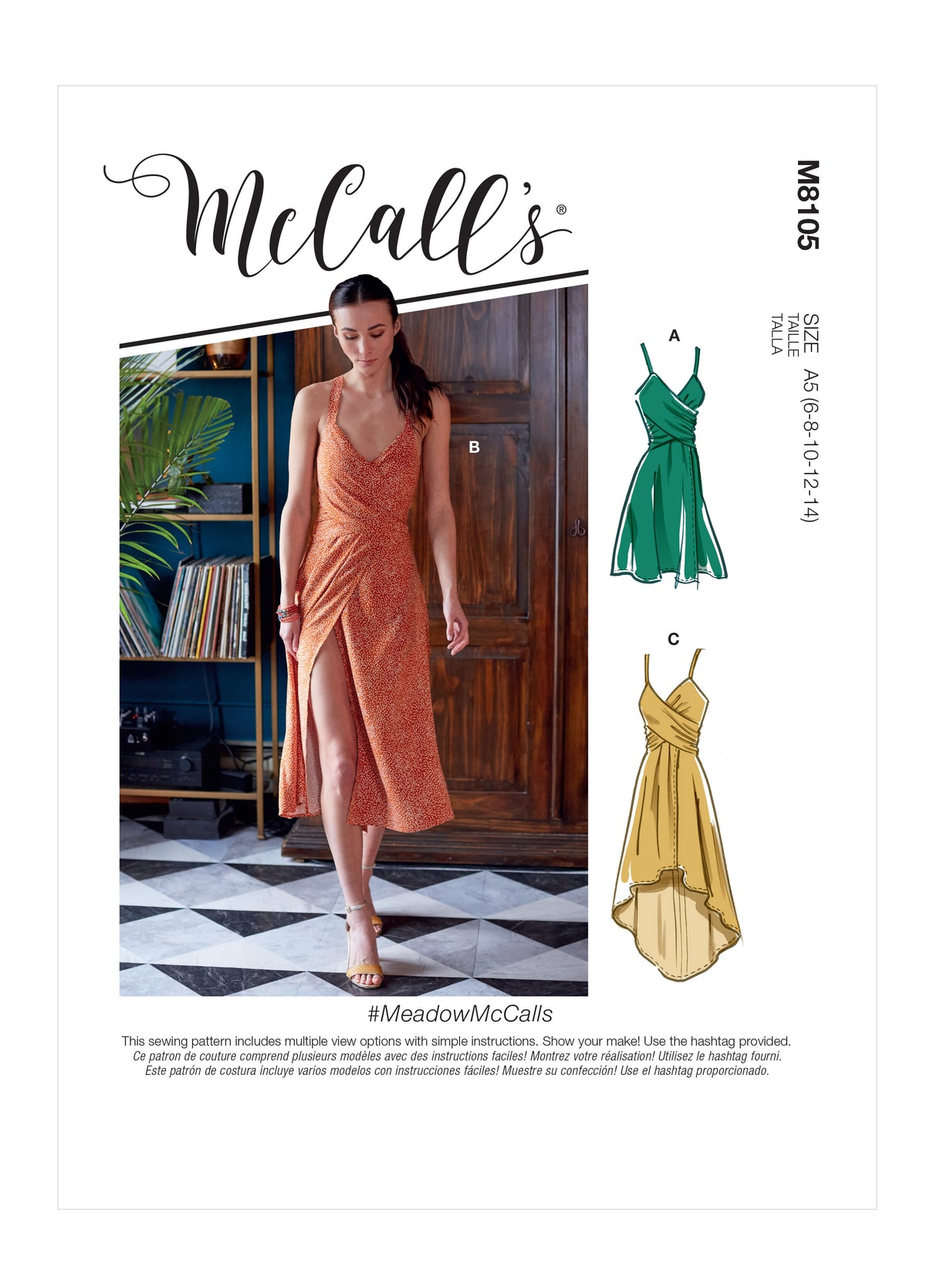 Patron McCall's n°8105 - Robe portefeuille nouée dans le dos