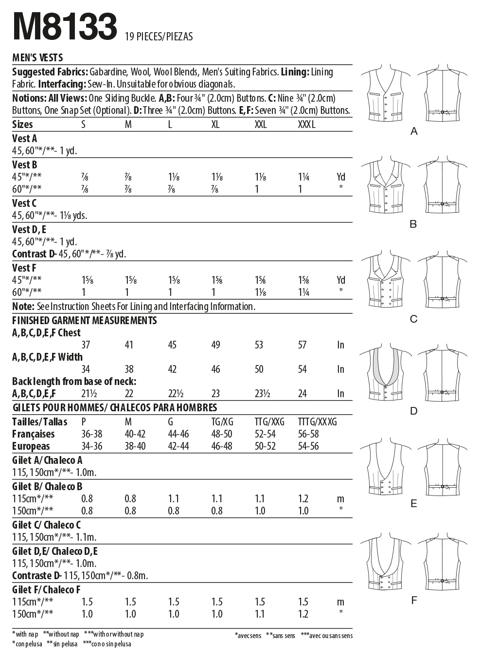 Patron McCall's n°8133 - Gilet homme élégant