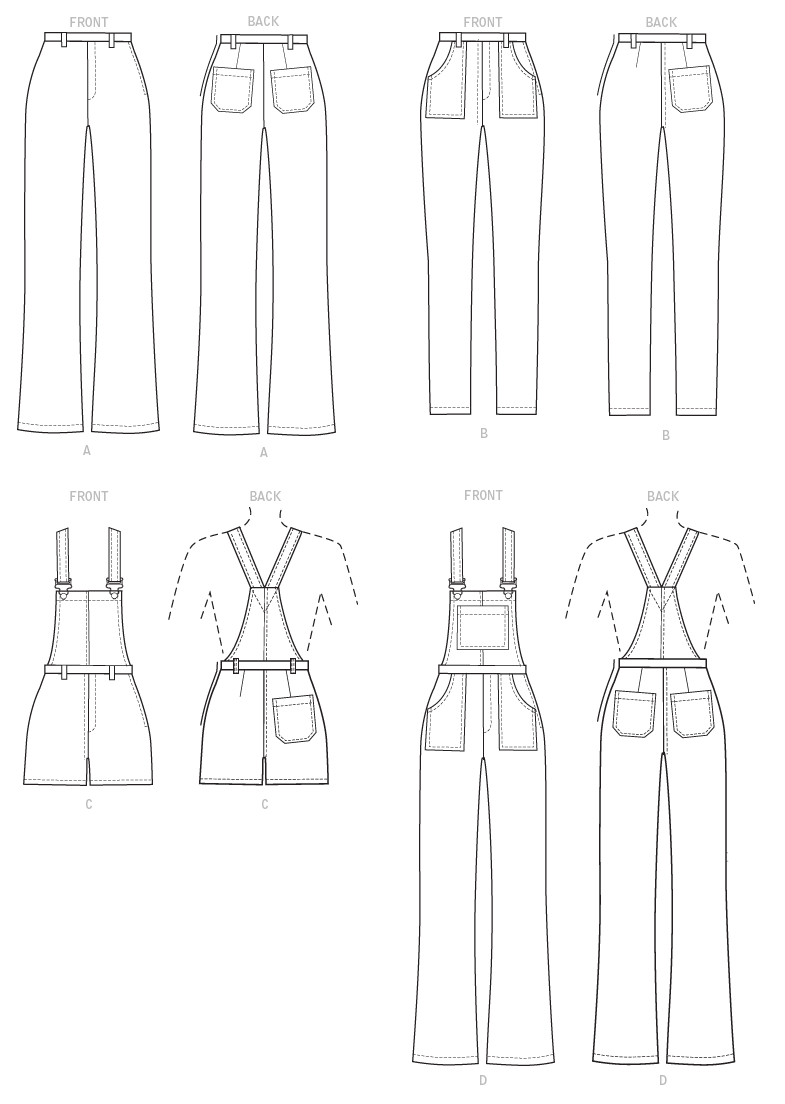 Patron McCall's n°8162 - Jeans et salopettes ajustés avec variations