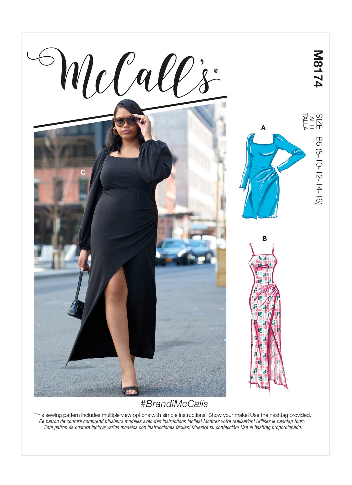 Patron McCall's n°8174 - Robe en jersey avec volants et fente