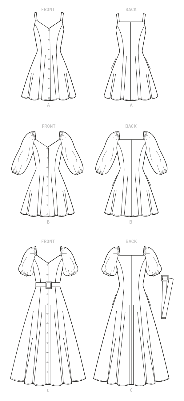 Patron McCall's n°8177 - Robe boutonnée évasée avec variations