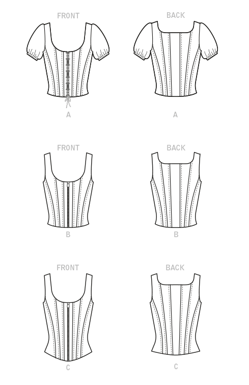 Patron McCall's n°8182 - Haut corset avec variations