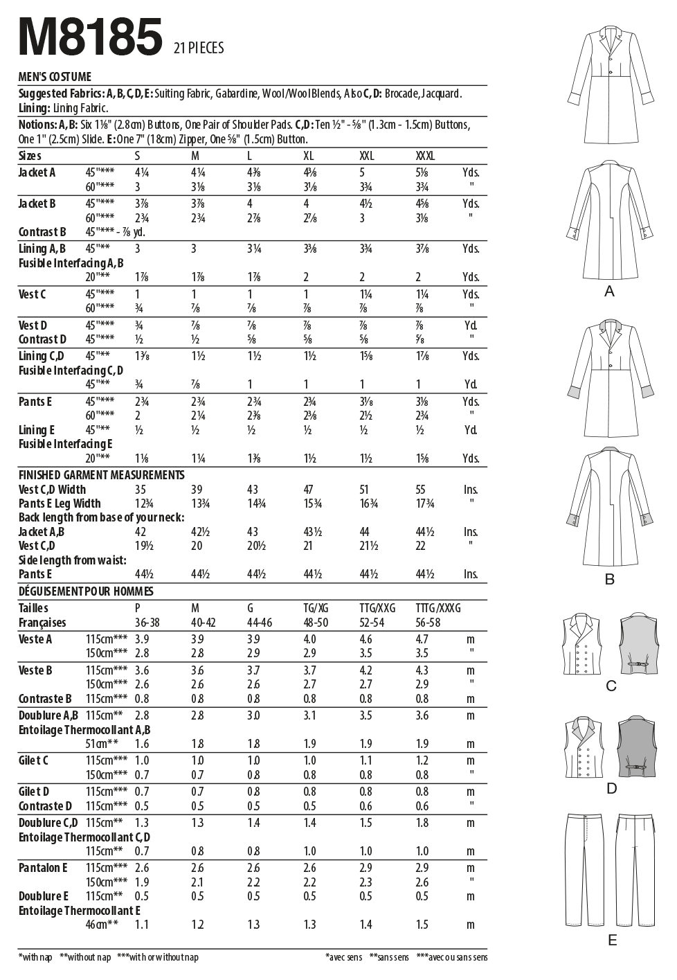 Patron McCall's n°8185 - Costume victorien pour homme