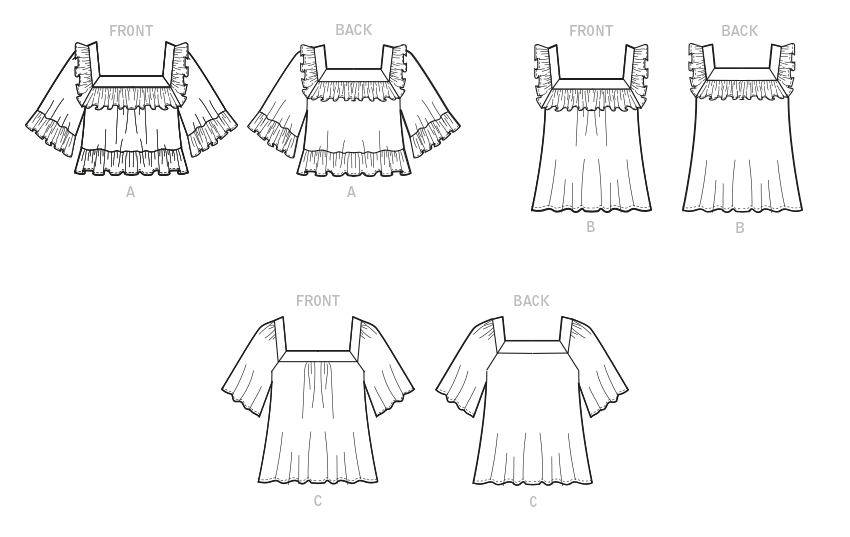 Patron McCall's n°8202 - Haut à encolure carrée avec variations