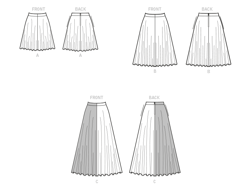 Patron McCall's n°8205 - Jupe évasée avec variations