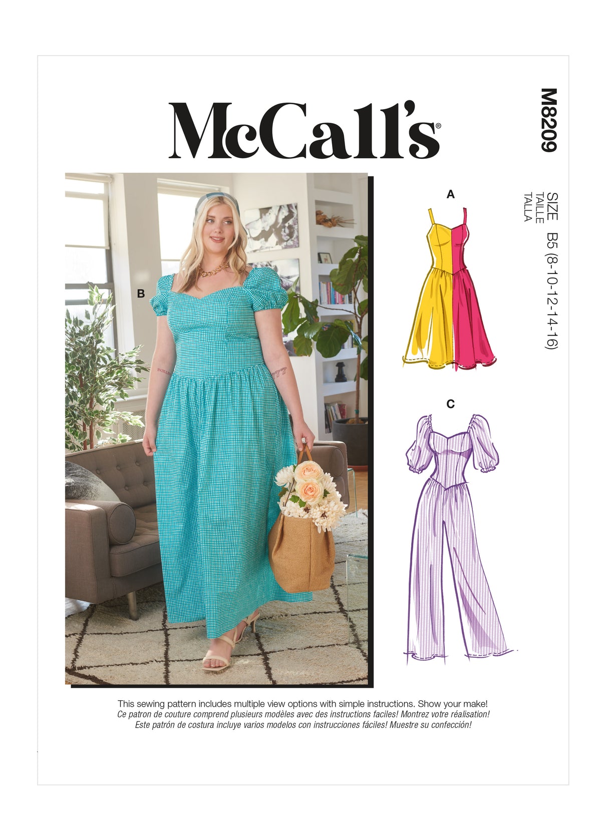 Patron McCall's n°8209 - Robe et combinaison avec découpes princesse