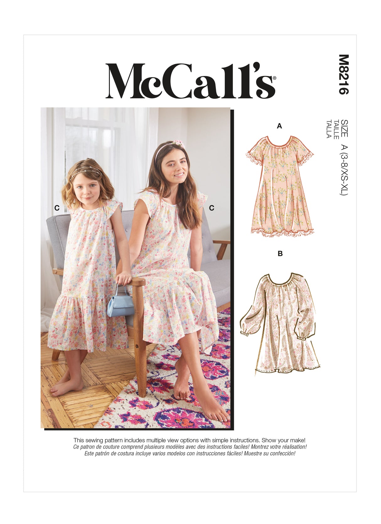 Patron McCall's n°8216 - Robes pour femmes et enfants