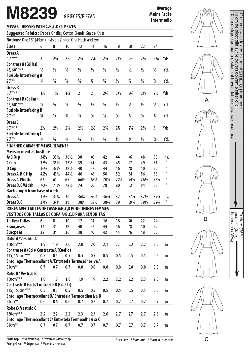 Patron McCall's n°8239 - Robe ajustée et évasée avec col