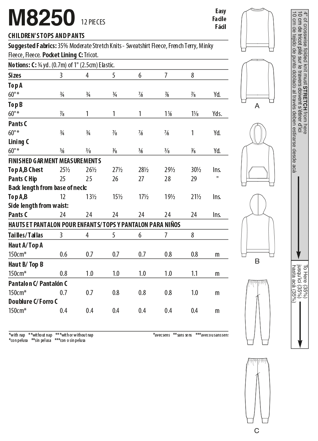 Patron McCall's n°8250 - Ensemble de vêtements de sport pour enfants