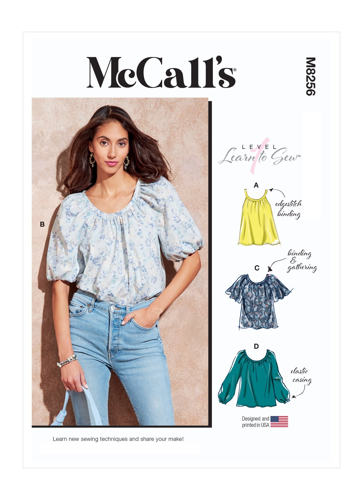 Patron McCall's n°8256 - Hauts pour femmes avec encolure froncée