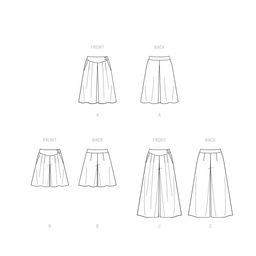 Patron McCall's n°8260 - Jupe, short et pantalon pour femmes