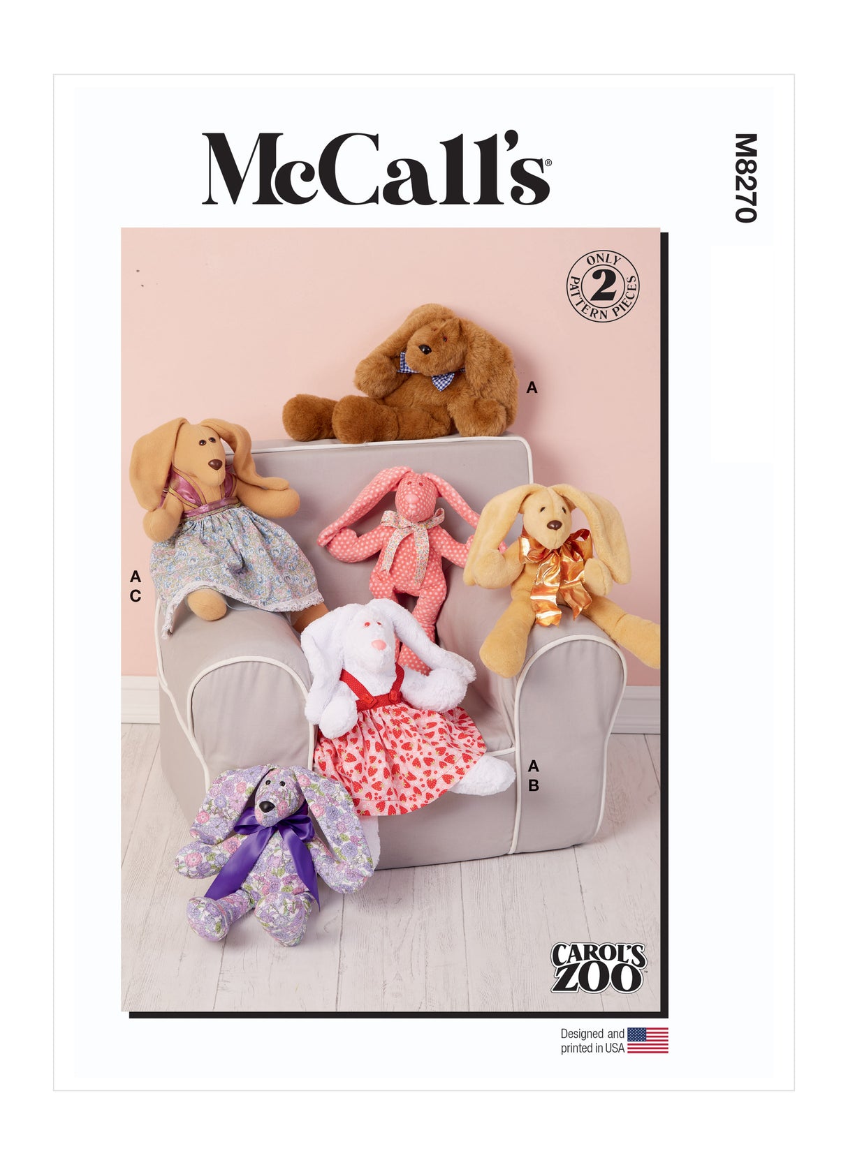 Patron McCall's n°8270 - Lapin en peluche et ses robes