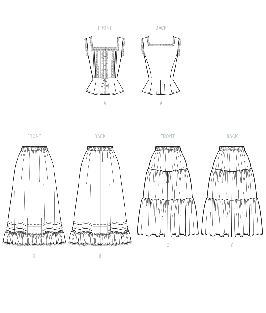 Patron McCall's n°8306 - Haut et jupes pour femmes