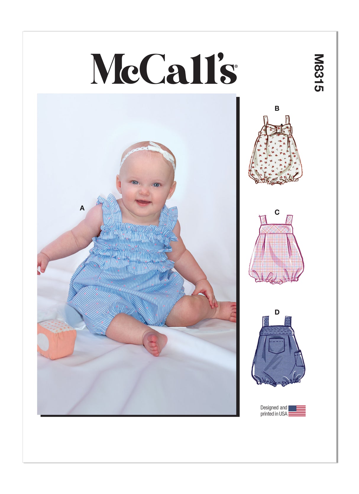 Patron McCall's n°8315 - Combinaison et grenouillère pour bébés