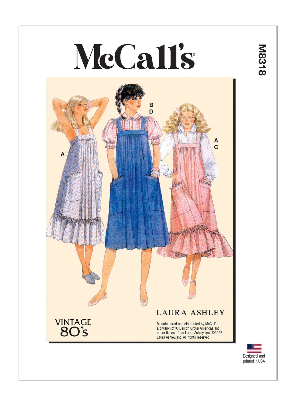 Patron McCall's n°8318 - Robe vintage à bretelles pour femmes