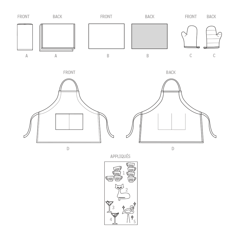 Patron McCall's n°8377 - Tablier et accessoires de cuisine