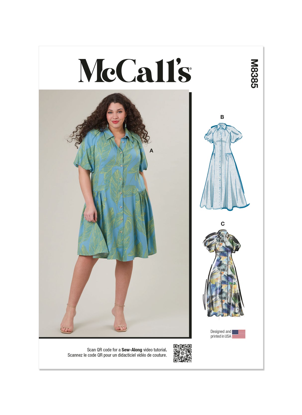 Patron McCall's n°8385 - Robe chemisier à manches bouffantes