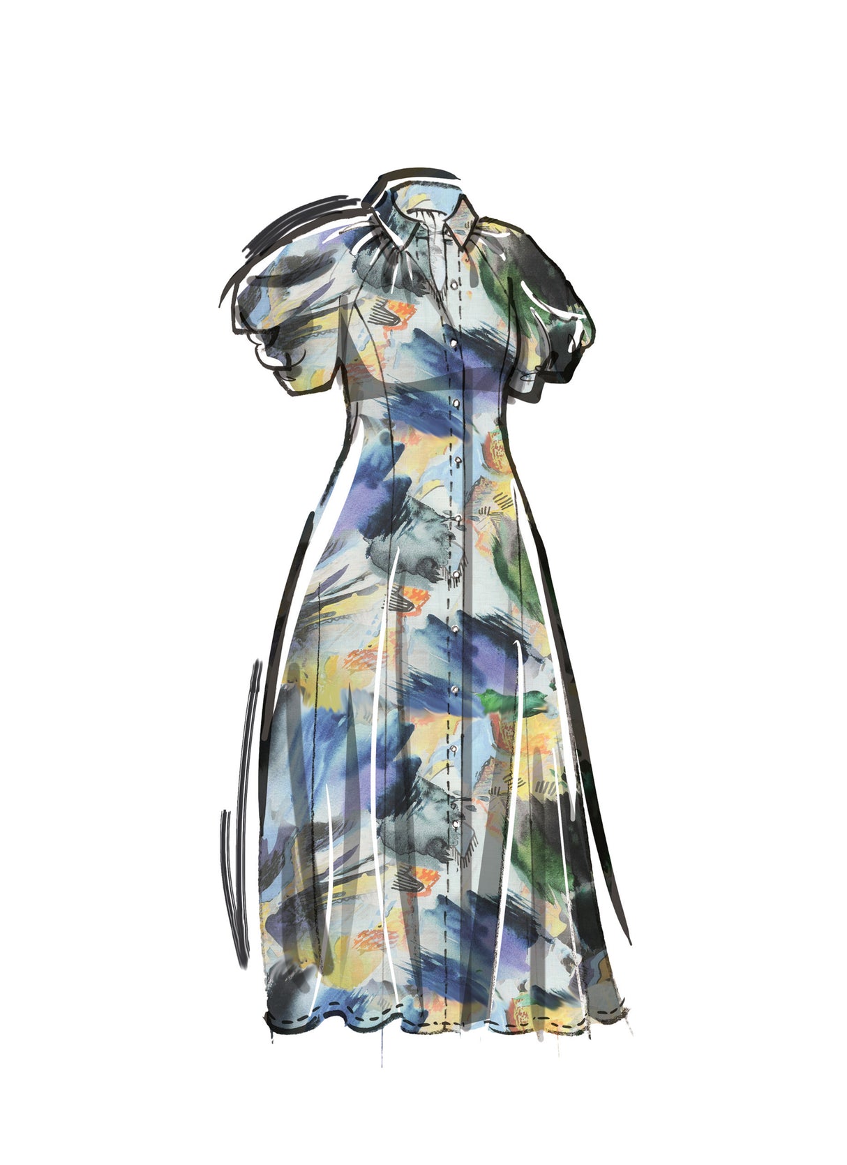 Patron McCall's n°8385 - Robe chemisier à manches bouffantes