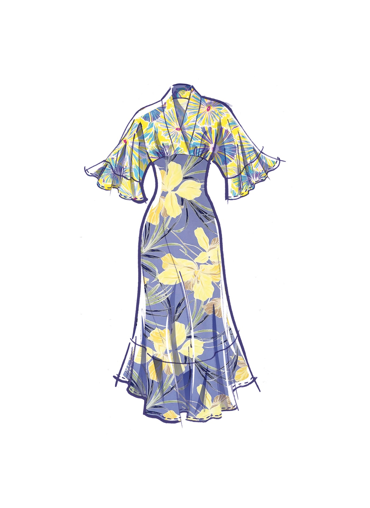 Patron McCall's n°8406 - Robe à taille empire avec variations de manches et d'ourlet