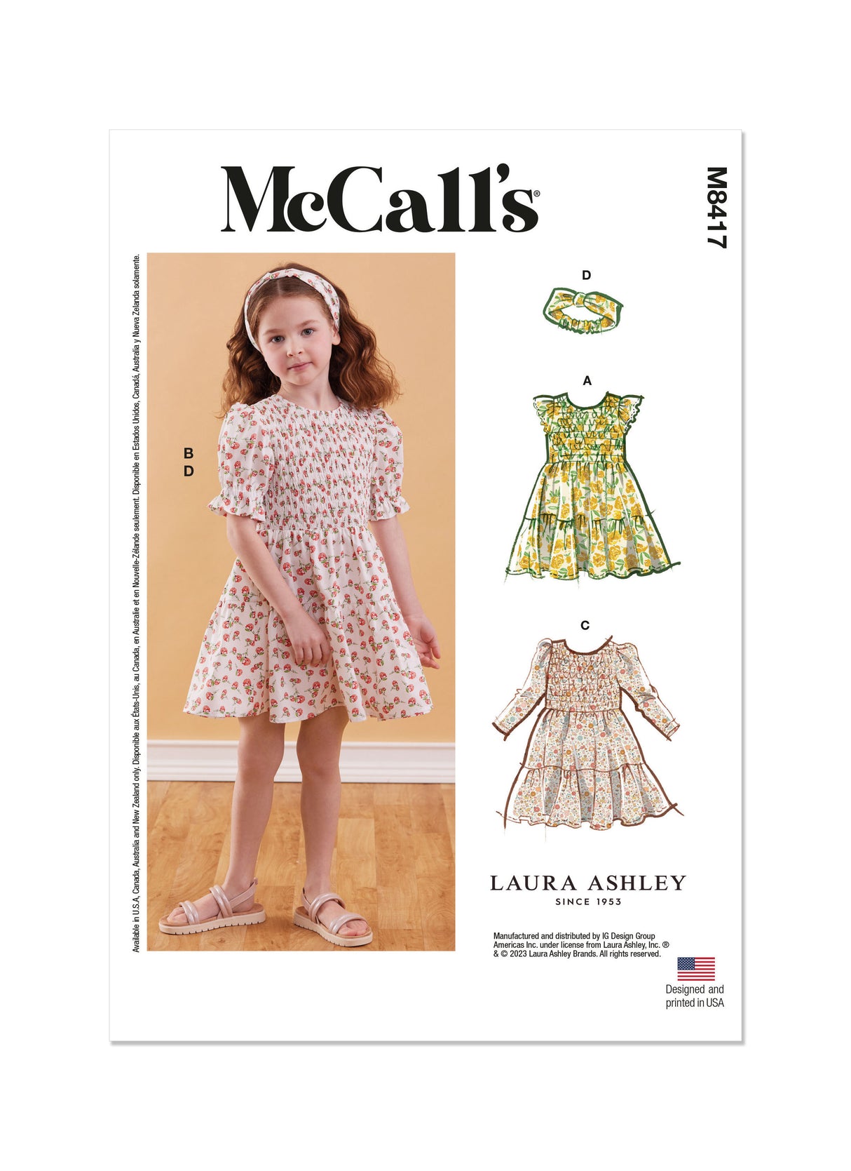Patron McCall's n°8417 - Robe d'enfant avec variations de manches et bandeau