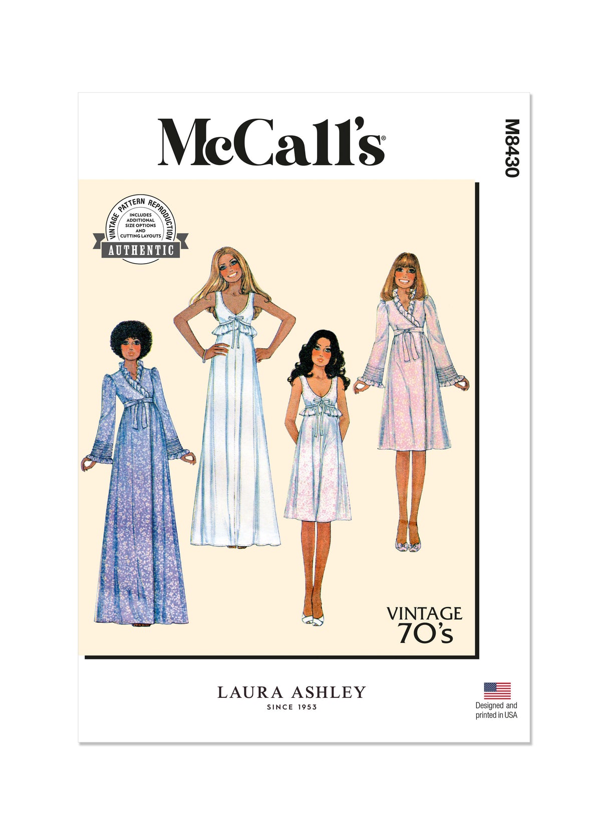 Patron McCall's n°8430 - Robe de chambre et chemise de nuit vintage